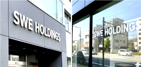 店舗ごとにバラバラな看板が並んでいる様子